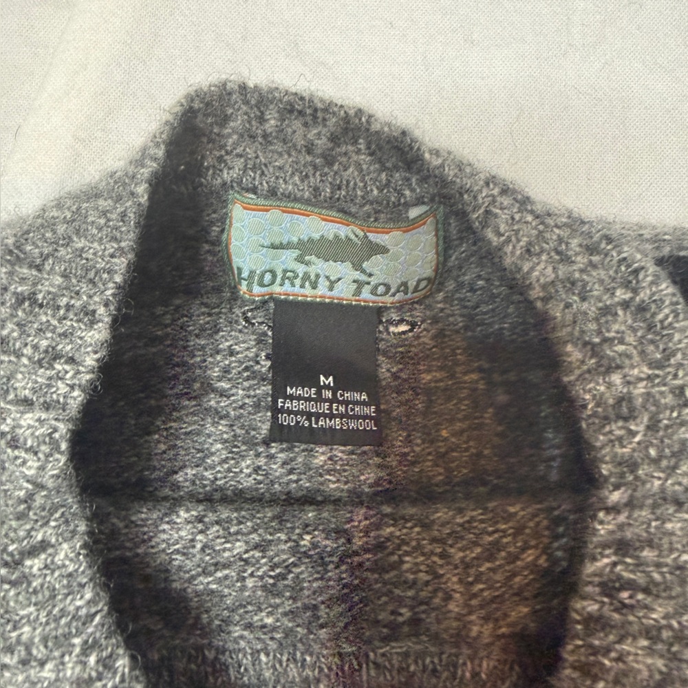 Horny Toad Lambs Wool Gray‎ Crew Neck Pullover Sweater Medium Retro - Picture 6 of 6